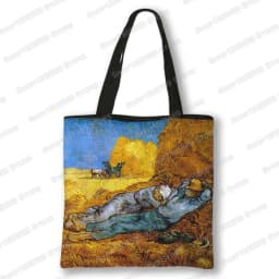 Oil Painting Blossoming Almond Tree / Starry Night Tote Bag Van Gogh Sunflower Women Handbag Canvas Shoulder Shopping Bags