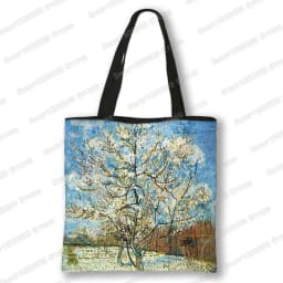 Oil Painting Blossoming Almond Tree / Starry Night Tote Bag Van Gogh Sunflower Women Handbag Canvas Shoulder Shopping Bags