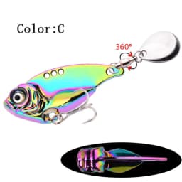 Rotating Sequin Metal VIB 7g 10g 15g 20g Fishing Lure Rotating Tail Vibration Spoon Spinner Bait Crankbait Bass Fishing Tackle