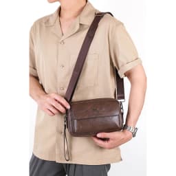PU Leather Men'S Clutch Bag Long Wallet Mini Shoulder Handbag Square Cross Card Holder Phone Necessaire Pouch Hand Porter Bag