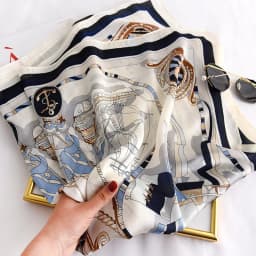 90*90cm Women Square Silk Scarf Luxury Brand Large Shawl Neckerchief Print Headband Female Foulard Bandana Wraps Hijab Scarves