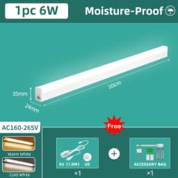 Moisture-Proof Led Tube Light 50/30cm Kitchen Lights 20W 10W 6W Cabinet Lighting Kitchen Bathroom Bedroom Tube Fixture 220V 110V