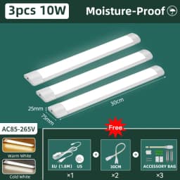 Moisture-Proof Led Tube Light 50/30cm Kitchen Lights 20W 10W 6W Cabinet Lighting Kitchen Bathroom Bedroom Tube Fixture 220V 110V