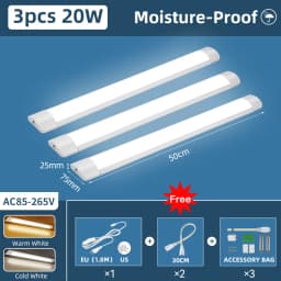 Moisture-Proof Led Tube Light 50/30cm Kitchen Lights 20W 10W 6W Cabinet Lighting Kitchen Bathroom Bedroom Tube Fixture 220V 110V