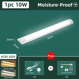 Moisture-Proof Led Tube Light 50/30cm Kitchen Lights 20W 10W 6W Cabinet Lighting Kitchen Bathroom Bedroom Tube Fixture 220V 110V