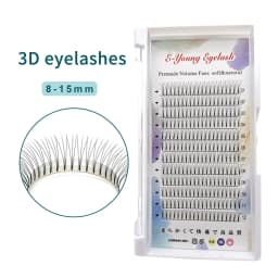 E-young 2d Premade Lashes Volume Fans Short Stem C/D Curl 0.1mm Natural False Eyelashes Extensions Premade Fans Wholesale Makeup