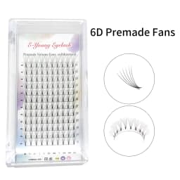 E-young 2d Premade Lashes Volume Fans Short Stem C/D Curl 0.1mm Natural False Eyelashes Extensions Premade Fans Wholesale Makeup