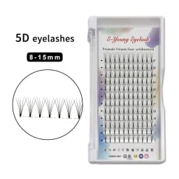 E-young 2d Premade Lashes Volume Fans Short Stem C/D Curl 0.1mm Natural False Eyelashes Extensions Premade Fans Wholesale Makeup