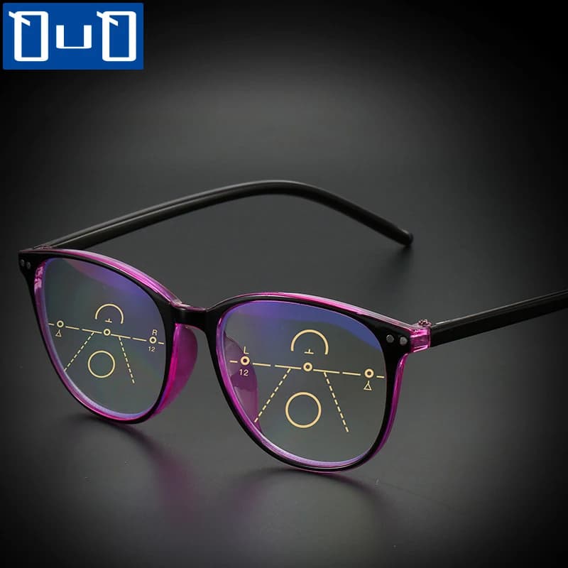 New Anti-blue Light Progressive Multifocal Reading Glasses Women&Men Classic Oversize Frame Presbyopic Glasses With +1.0to+4.0