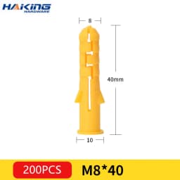 200pcs Plastic Expansion Pipe M6*30mm M8*40mm Rubber Plug Plastic Pipe Nylon Column Expansion Screw Anchor Plug Wall Plugs