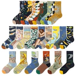 Qisin 1Pairs Women Sock Cartoon Print Creative Fashion Personalized Novelty Men Women Socks Winter Warm Comfortable Cotton Socks