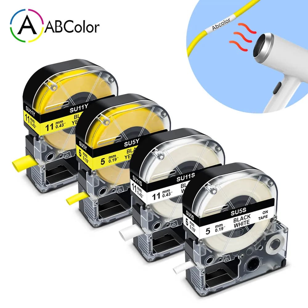 Compatible SU5S SU5Y SU11S SU11Y 9/18mm Heat Shrink Tubes For Epson/King Jim LA-4WBA5 LA-4YBA5 for Epson LW-300 LW-400 500 700
