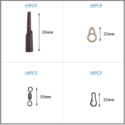 40Pcs Carp Fishing Running Rig Accessories Kit With Run Rig Rings Rubber Tube Rolling Swivels Clips For Carp Terminal Tackle