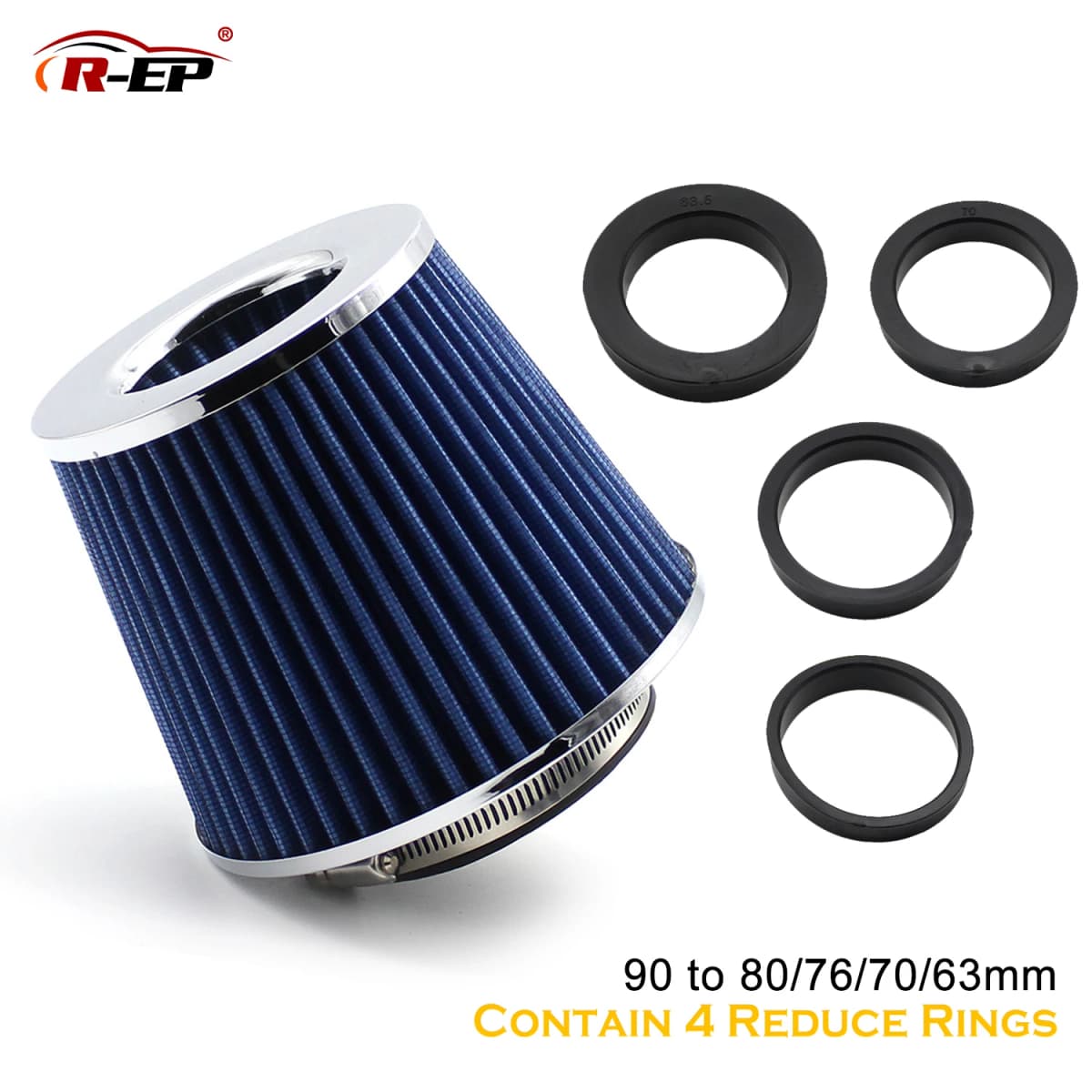 Car High Flow Air Filter Cold Air Intake Universal Filters 2.5 3" 3.5inch for Sport Racing Car Engine Air Inlet 90 80 76 70 63MM