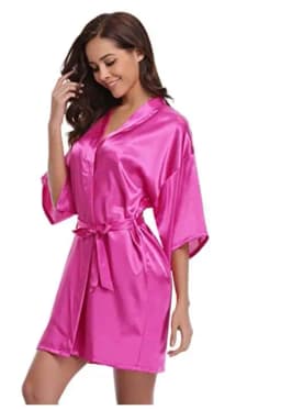 New Silk Kimono Robe Bathrobe Women Silk Bridesmaid Robes Sexy Navy Blue Robes Satin Robe Ladies Dressing Gowns