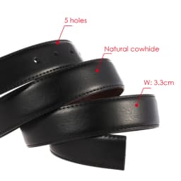 VATLTY 3.3cm Real Leather Belt Men High-quality Natural Cowhide Black Belt Without Buckle No Interlayer Business Belt Male