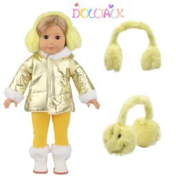 Cute Doll Accessories 18Inch American Doll Hanging Ear Covering Yellow Cartoon Smile Face Winter Clothes For 43cm New Born Doll