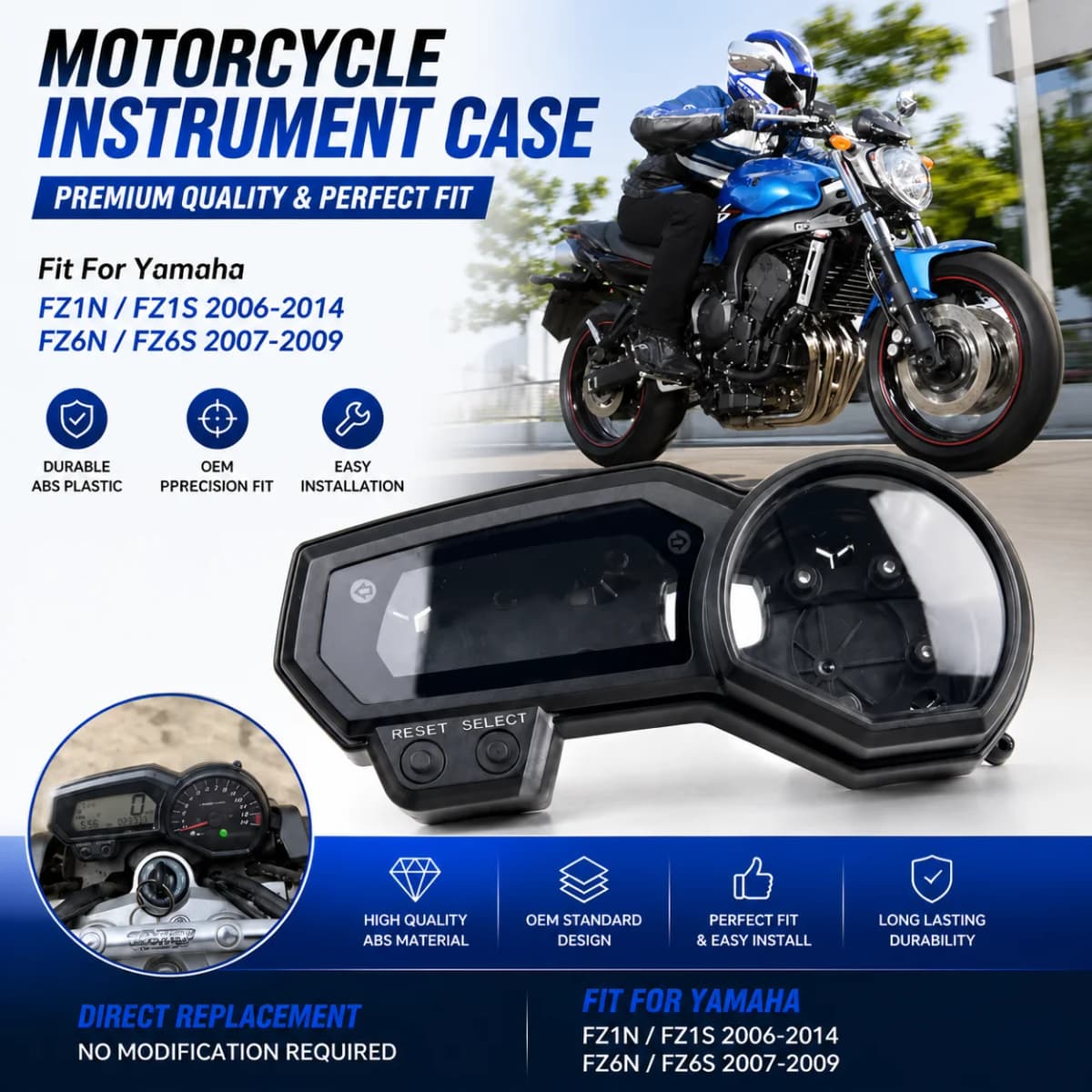 For 2006 - 2014 Yamaha FZ1 FZ1N FZ1S FZ6 FZ6N FZ6S Motorcycle Meter Box Speedometer Odometer Tachometer Cover 2010 2011 2012