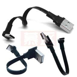 5cm-1m flat USB elbow to type-C male charging data cable version 2.0 connector elbow left and right right angle flexible cable