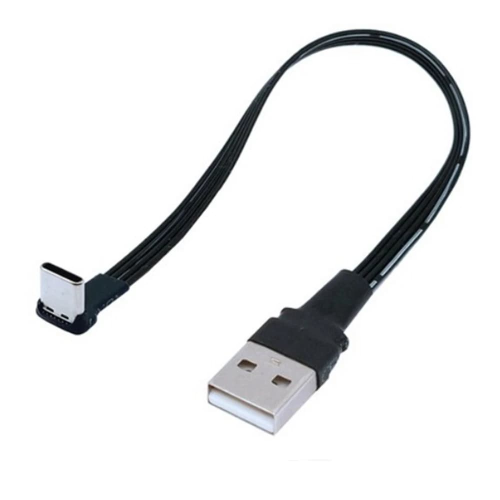 5cm-1m flat USB elbow to type-C male charging data cable version 2.0 connector elbow left and right right angle flexible cable