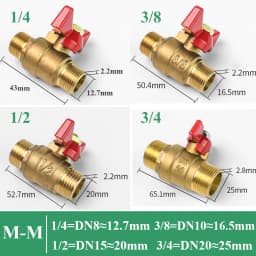 Shutoff Ball Valve Female To Female Thread Two Way Brass With Butterfly Handle For Fuel Gas Water Oil Air 1/4" 3/8" 1/2" 3/4"