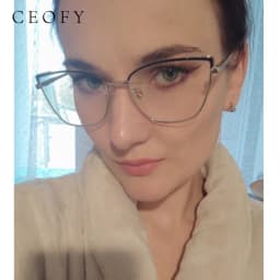 CEOFY Cat Eye Metal Retro Polarized Sunglasses Women Fashion Optical Myopia Eyeglasses Frames Prescription Frame with Clip