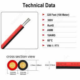 2pin 12V LED Cable 10m 28 26 24 22 20 18 AWG PVC Tinned Copper Electrical Wires For LED Strip Light Extension Speaker Audio
