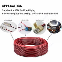 2pin 12V LED Cable 10m 28 26 24 22 20 18 AWG PVC Tinned Copper Electrical Wires For LED Strip Light Extension Speaker Audio