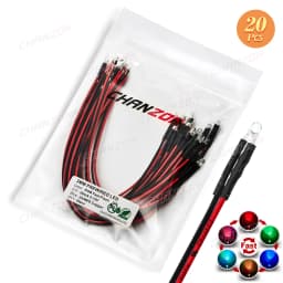 20Pcs 3mm LED Diode 12V White Red Green Blue Yellow RGB Fast Slow Flash Blinking Prewired 5 9 12 V Light Emitting Indicator Lamp