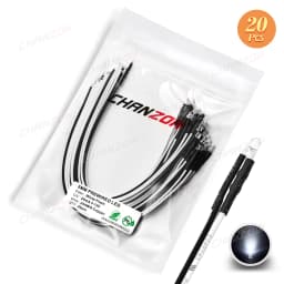 20Pcs 3mm LED Diode 12V White Red Green Blue Yellow RGB Fast Slow Flash Blinking Prewired 5 9 12 V Light Emitting Indicator Lamp