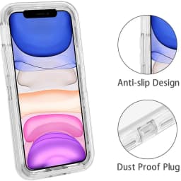 3 IN1 For iPhone 15 14 11 12 13 16Pro Max MINI XR XS X XSMAX SE 6 7 8 Plus Transparent Shockproof Armor Glossy Plain Phone Cover