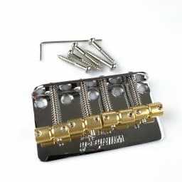 Wilkinson WBBC Four 4 Strings Electric Bass Bridge With Brass Saddles For Precision Jazz Bass Chrome Silver Black