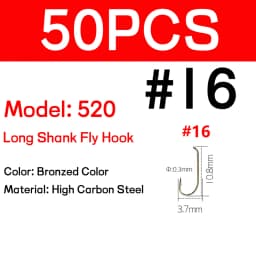 WIFREO 50/100pcs Long Shank Fly Fishing Hooks Dry&Wet&Nymph&Shrimp Caddis Pupa Streamer Fly Hook Fly Tying Fishhook