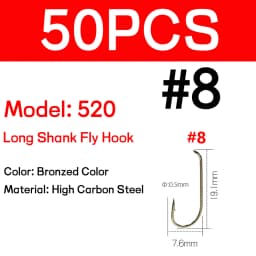 WIFREO 50/100pcs Long Shank Fly Fishing Hooks Dry&Wet&Nymph&Shrimp Caddis Pupa Streamer Fly Hook Fly Tying Fishhook