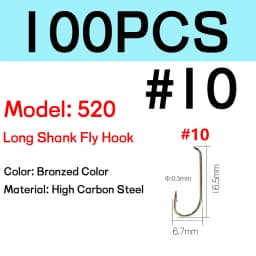WIFREO 50/100pcs Long Shank Fly Fishing Hooks Dry&Wet&Nymph&Shrimp Caddis Pupa Streamer Fly Hook Fly Tying Fishhook