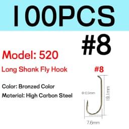 WIFREO 50/100pcs Long Shank Fly Fishing Hooks Dry&Wet&Nymph&Shrimp Caddis Pupa Streamer Fly Hook Fly Tying Fishhook