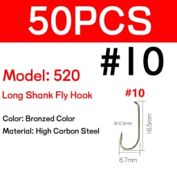 WIFREO 50/100pcs Long Shank Fly Fishing Hooks Dry&Wet&Nymph&Shrimp Caddis Pupa Streamer Fly Hook Fly Tying Fishhook