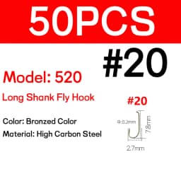 WIFREO 50/100pcs Long Shank Fly Fishing Hooks Dry&Wet&Nymph&Shrimp Caddis Pupa Streamer Fly Hook Fly Tying Fishhook