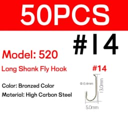 WIFREO 50/100pcs Long Shank Fly Fishing Hooks Dry&Wet&Nymph&Shrimp Caddis Pupa Streamer Fly Hook Fly Tying Fishhook