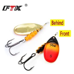 FTK 3.9g 4.6g 7.4g 10.8g 15g Spinner Bait With Feather Treble Hooks Hard Spoon Bass Lures Metal Fishing Lure  For Fishing