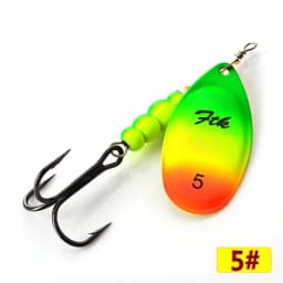 FTK 3.9g 4.6g 7.4g 10.8g 15g Spinner Bait With Feather Treble Hooks Hard Spoon Bass Lures Metal Fishing Lure  For Fishing