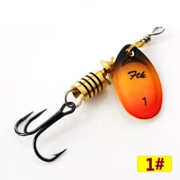 FTK 3.9g 4.6g 7.4g 10.8g 15g Spinner Bait With Feather Treble Hooks Hard Spoon Bass Lures Metal Fishing Lure  For Fishing