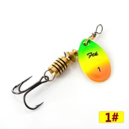 FTK 3.9g 4.6g 7.4g 10.8g 15g Spinner Bait With Feather Treble Hooks Hard Spoon Bass Lures Metal Fishing Lure  For Fishing