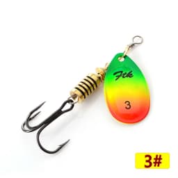 FTK 3.9g 4.6g 7.4g 10.8g 15g Spinner Bait With Feather Treble Hooks Hard Spoon Bass Lures Metal Fishing Lure  For Fishing