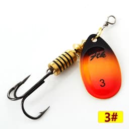 FTK 3.9g 4.6g 7.4g 10.8g 15g Spinner Bait With Feather Treble Hooks Hard Spoon Bass Lures Metal Fishing Lure  For Fishing