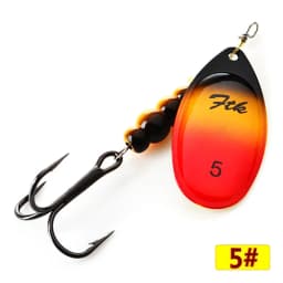 FTK 3.9g 4.6g 7.4g 10.8g 15g Spinner Bait With Feather Treble Hooks Hard Spoon Bass Lures Metal Fishing Lure  For Fishing