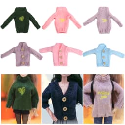 Mini Knitted Sweater for 1/6 Dolls Autumn Winter New Tops Fashion Casual Doll Sweater DIY Handmade Clothes Dressing Accessories