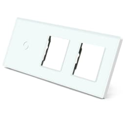 BSEED Crystal Light Switch Panel With Double Wall Socket Frames 228mm Metal Base Included Gass Frame EU Standard