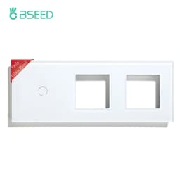 BSEED Crystal Light Switch Panel With Double Wall Socket Frames 228mm Metal Base Included Gass Frame EU Standard