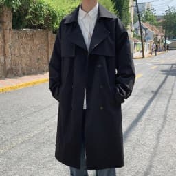 Men's Korean Style Spring Trench Coat Streetwear Windbreaker Solid Business Casual Loose Long Overcoat Male Spring Fashion
